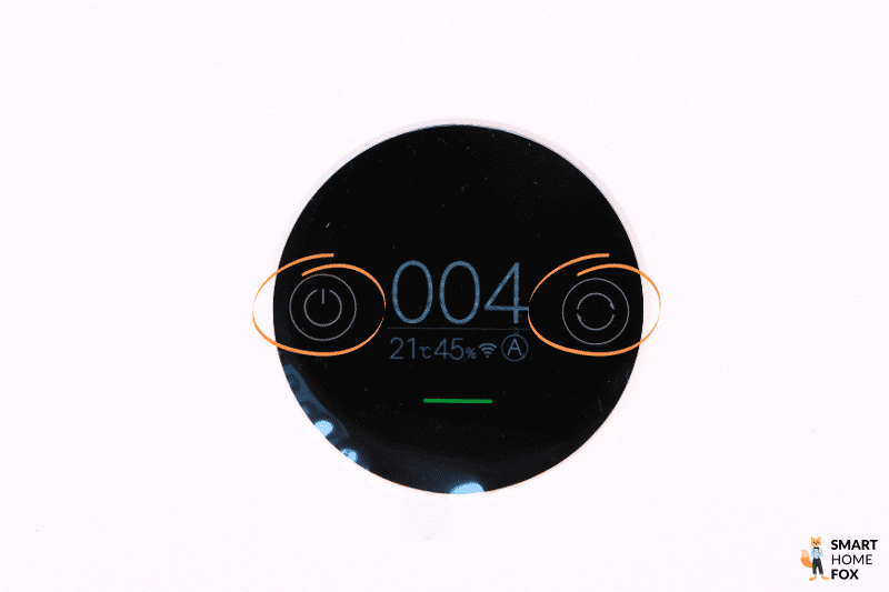 Die Tasten des OLED-Touchdisplay vom Xiaomi Mi Air Purifier Pro H Luftreiniger sind eingekreist